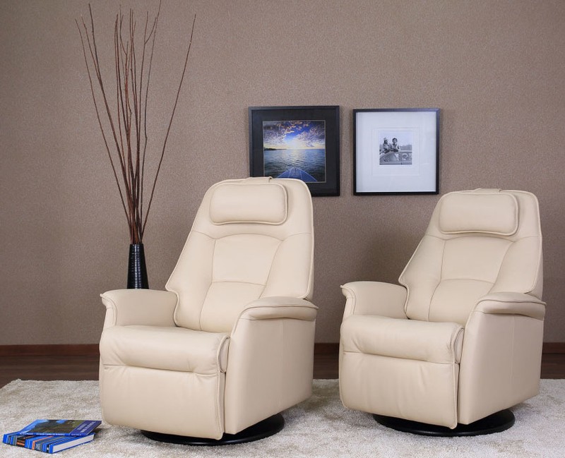 Small Fjords Stockholm Swing Relaxer Power Recliner Chair AL Dark Brown Leather gallery