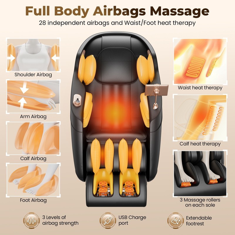 Full Body 4D Zero Gravity Massage Chair Recliner SL Track, AI Voice Control,Heat gallery