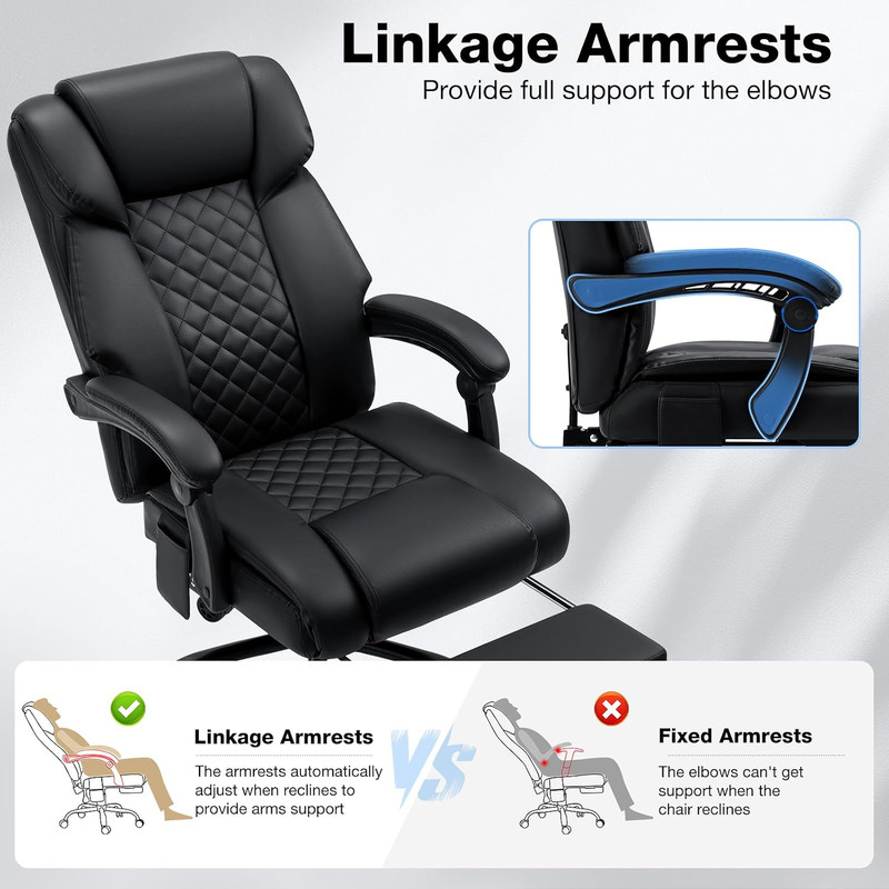 HOFFREE 400Lbs Massage Office Chair with Foot Rest 6 Points Vibration,Black | Er gallery