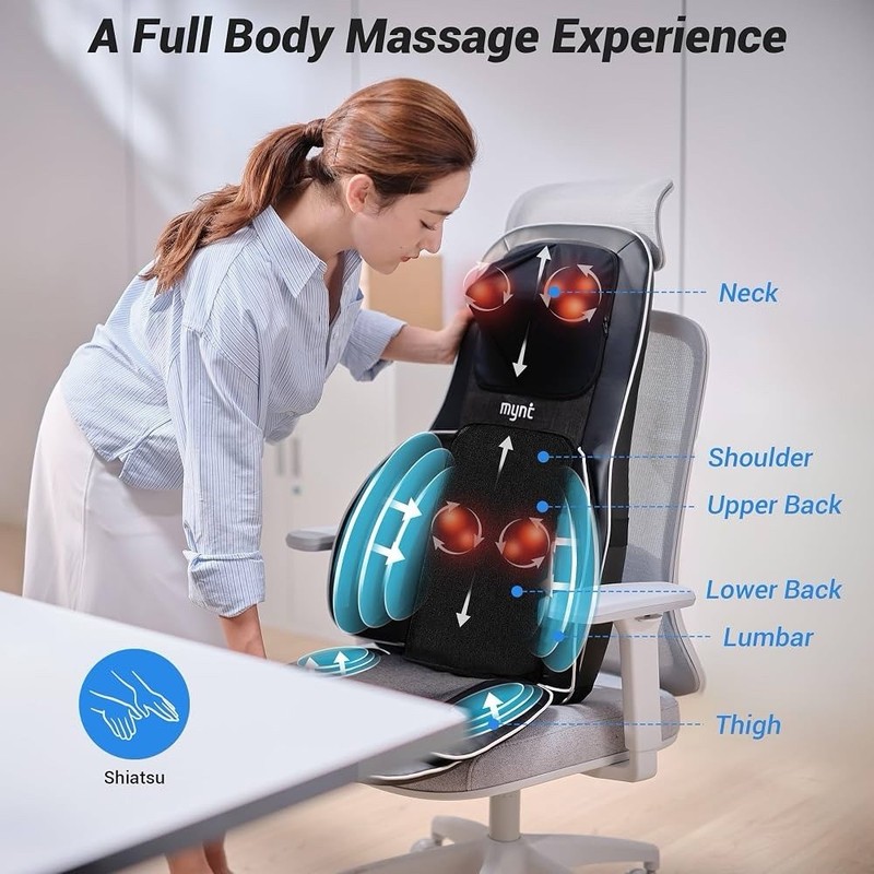 Mynt Shiatsu Neck And Back Massager For Chair With 10 Deep Kneading Modes gallery