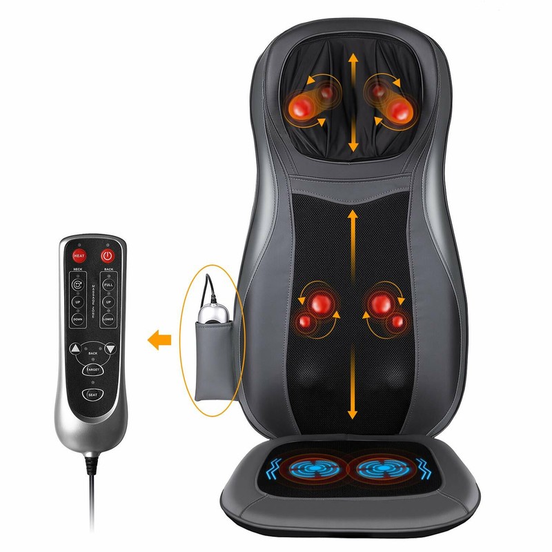 Back Neck Massage Seat Chair Cushion with Heat 3D Finger Pressure & Vibration