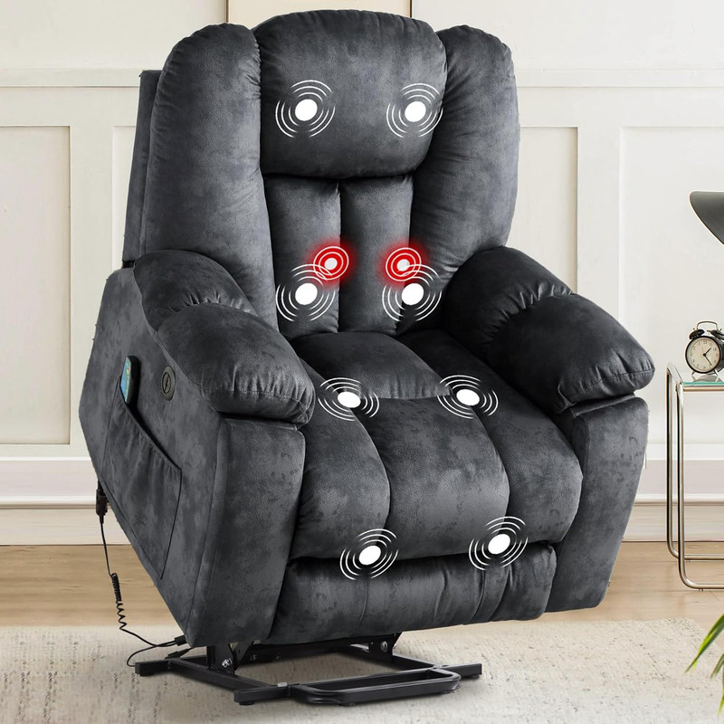 CANMOV Large Power Lift Recliner Chair with Massage, Heat, and USB for Elderly,