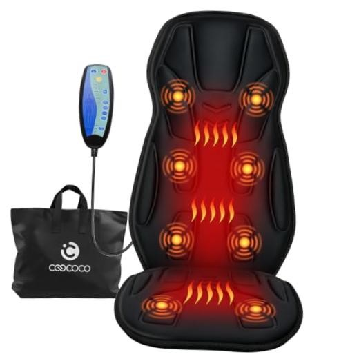 Vibration Back Massager with Heat, Massage Chair Pad with 45″*20″*2″ Black
