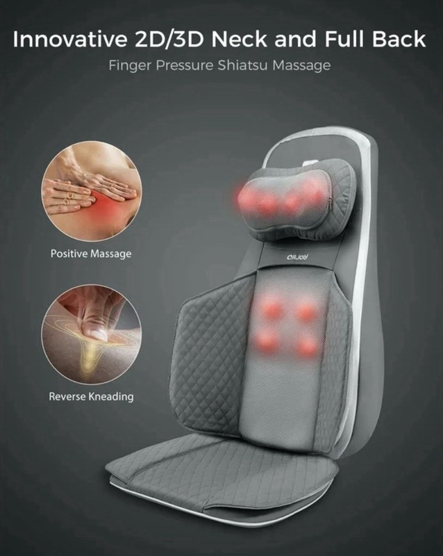 Alljoy Shiatsu Massage Chair Cushion Pro Heated Remote Control Gray Vibration gallery