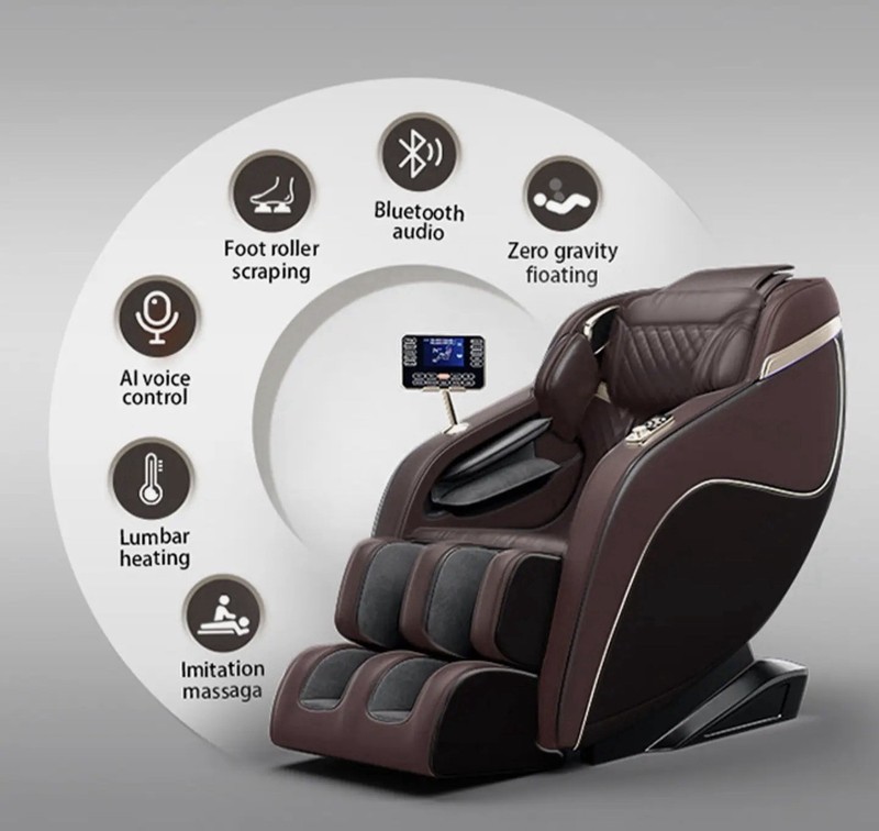 Zero Gravity Massage Recliner Chair Kneading Rolling Heat Bluetooth Voice Brown gallery