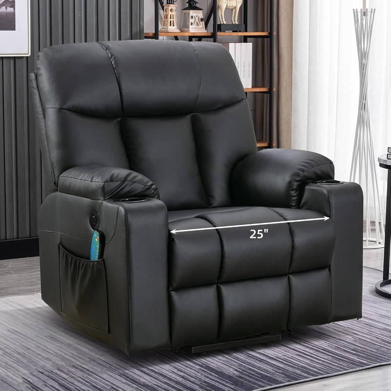 Extra Wide Lift Chair with Heat and Massage Faux Leather Power Lift Recliner
