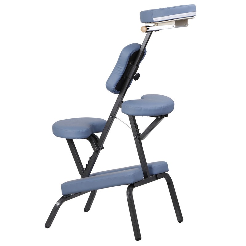 Tattoo Spa Portable Folding PU Leather Pad Travel Salon Massage Chair Black/Blue gallery