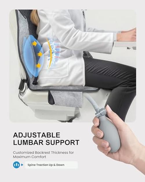 Back Massager with Heat,Massage Chair Mat with Adjustable Lumbar Light Black gallery