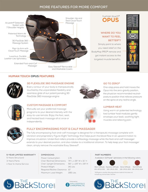 Human Touch Opus 3D Massage Chair Zero Gravity Recliner Heat Foot Rollers BONE gallery