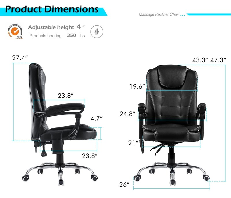 Massage Office Chair with Heat, 7 Point Massage, Reclining Executive Chair Black gallery