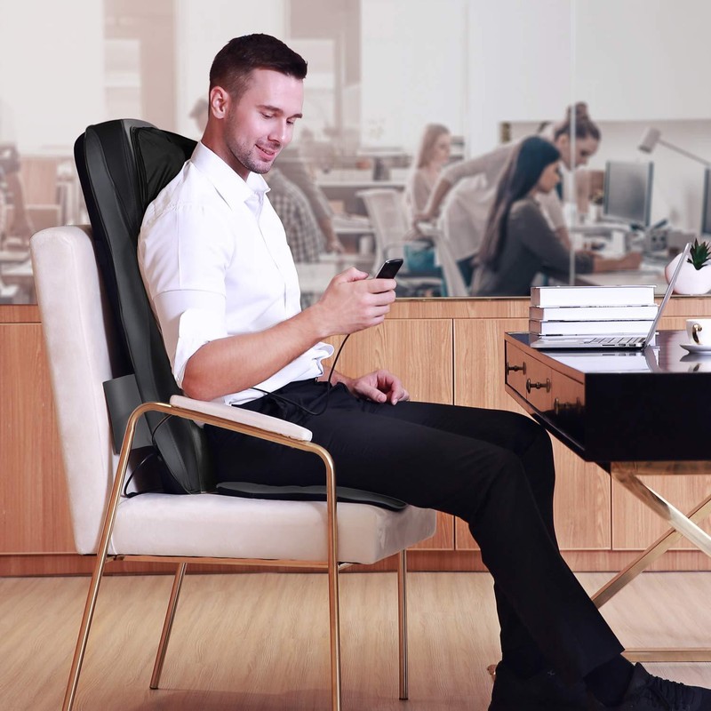 Back Neck Massage Seat Chair Cushion with Heat 3D Finger Pressure & Vibration gallery