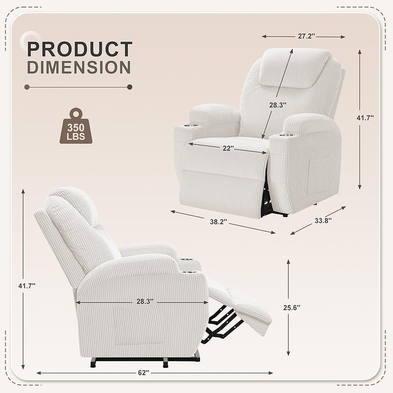 Electric Recliner Chair Power Lift Massage Chair W/ Storage & Cup Holder New gallery