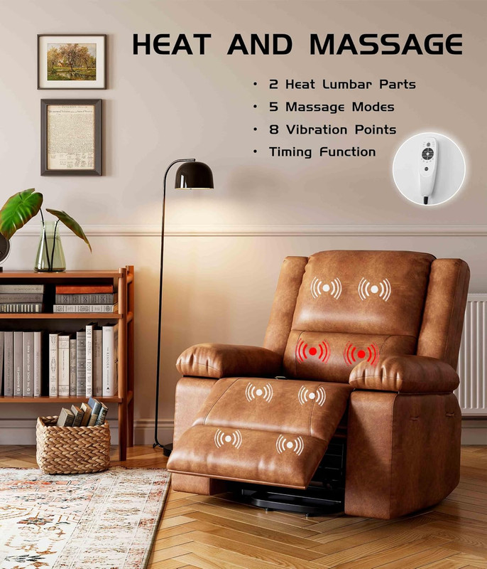 Power Lift Recliner Chair - Heat and Massage, Adjustable Back and Legs, PU Leath gallery