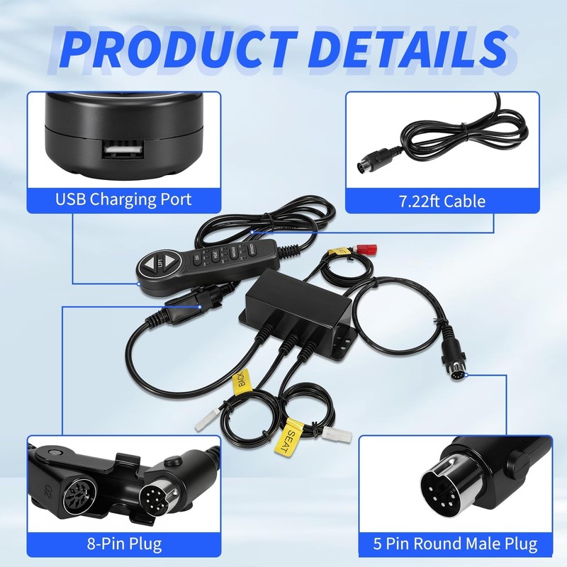 6-Button Lift Chair Remote Controller with USB Heat & Massage - Fits Most Brands gallery