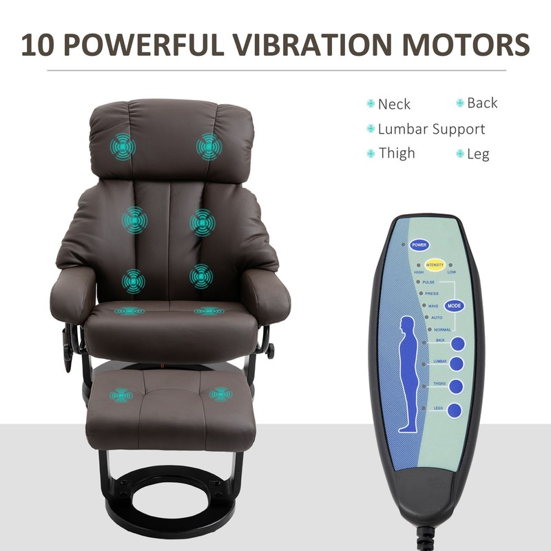 Massage Recliner Chair with Ottoman, 360° Swivel, 10-Point Vibration, Remote gallery