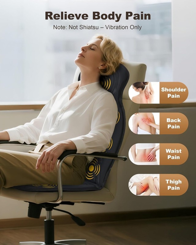 Luxurious Back Massager Chair Pad - 9 Motors, Folding & Whisper-Quiet Design gallery