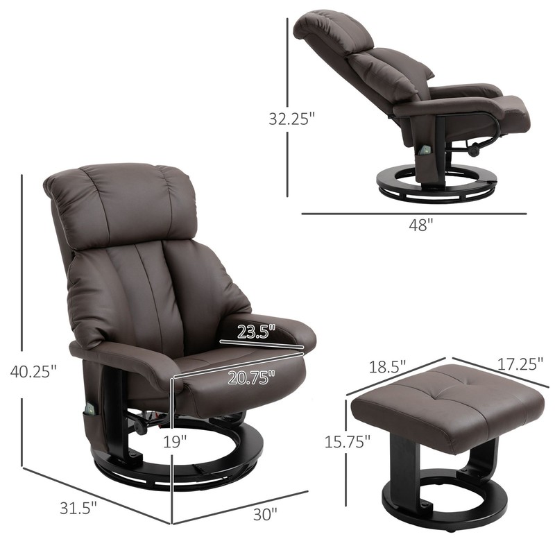 Massage Recliner Chair with Ottoman, 360° Swivel, 10-Point Vibration, Remote gallery