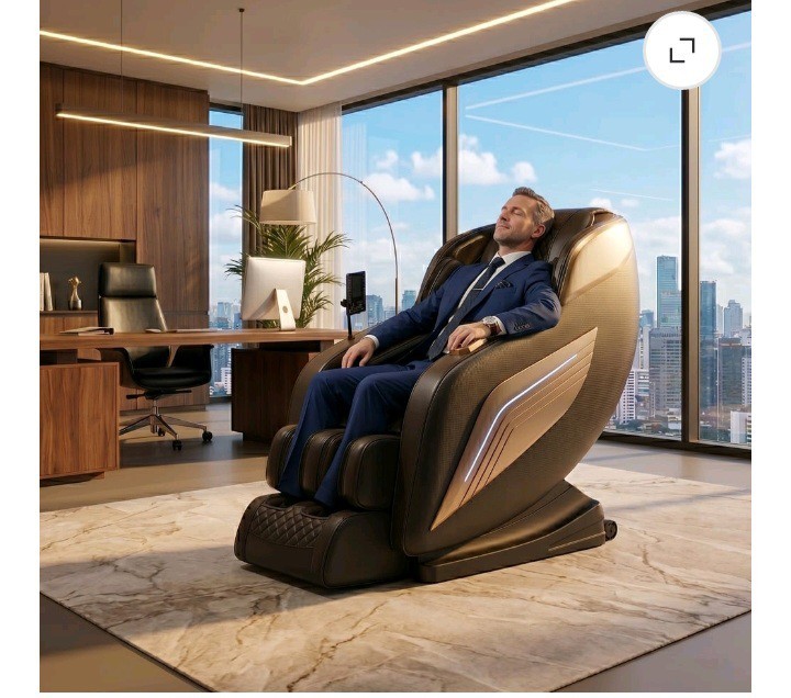 DOVRYTHEN 58in SL Track 4D Massage Chair Recliner Zero Gravity Heat Black/Gold gallery