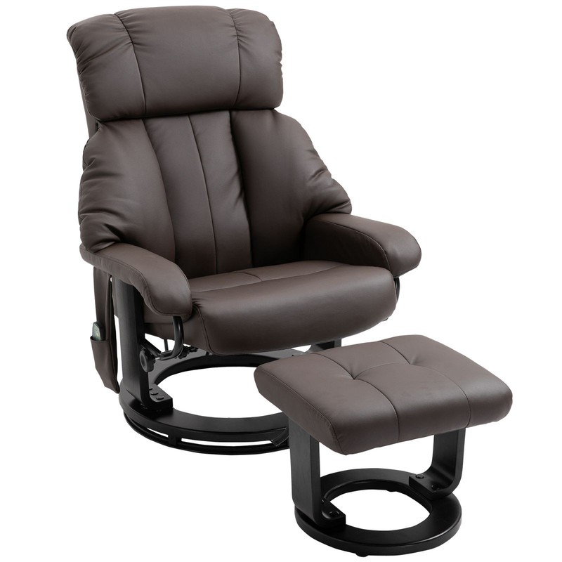 Massage Recliner Chair with Ottoman, 360° Swivel, 10-Point Vibration, Remote