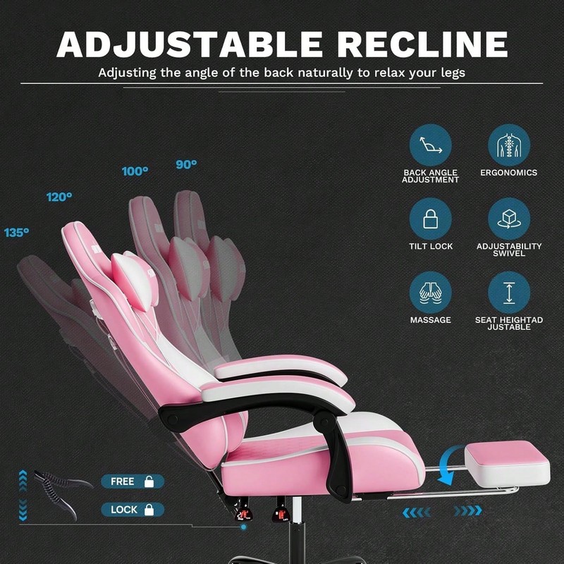 Ergonomic Massage Gaming Chair with Headrest gallery