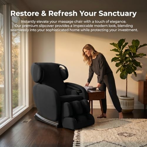 Full Body Shiatsu Massage Chair Cover Slipcover Recliner Body+Foot Black gallery
