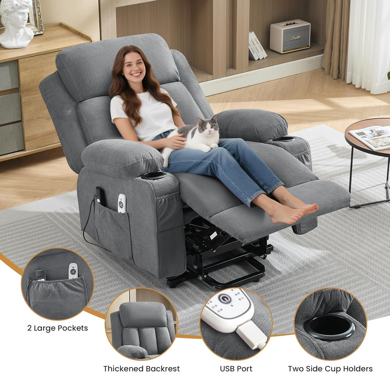 Power Lift Recliner Chair for Elderly with Vibration Massage and Lumbar Heating gallery