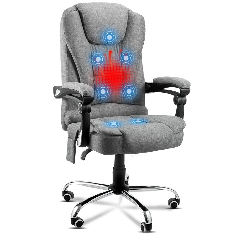 Massage Office Chair with Heat, 7 Point Massage, Reclining Executive Chair Grey gallery