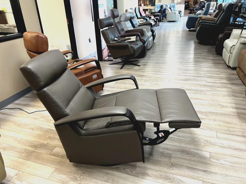 IMG Peak RG365 Manual Relaxer Large Swing Recliner Rocker Chair in Smoke Leather gallery