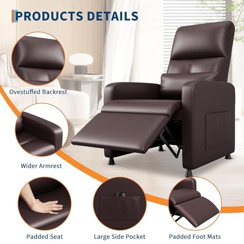 Electric Power Recliner Chair, Tall Back PU Leather Sofa, Ergonomic Padded gallery