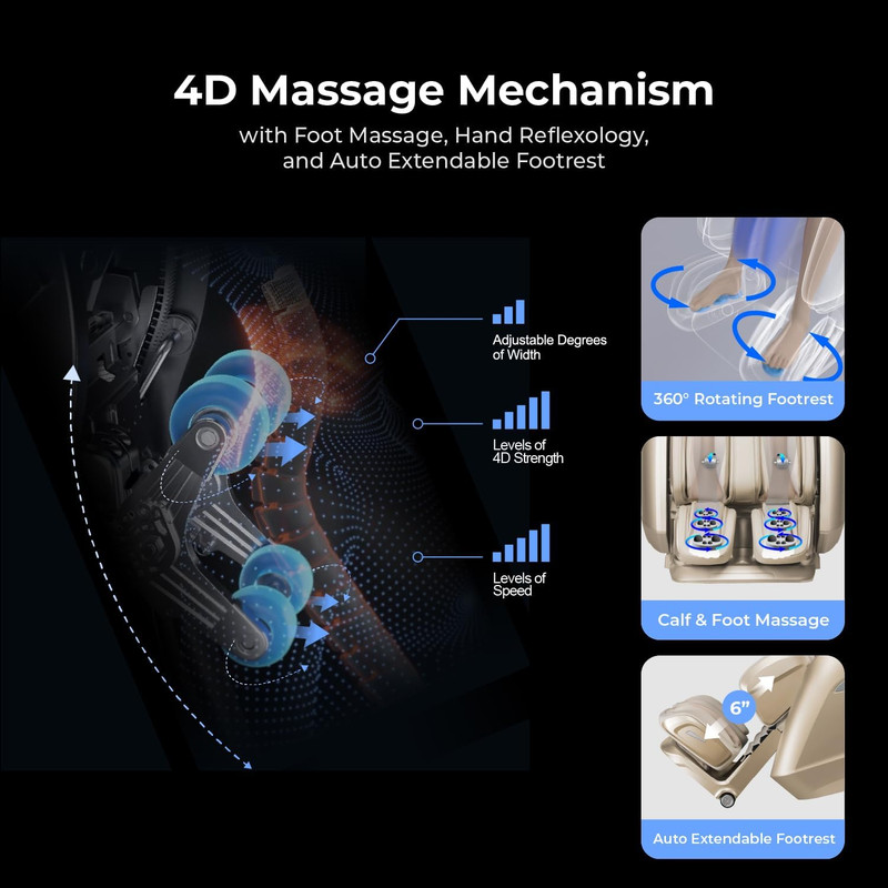 4D Full Body Massage Chair with Zero Gravity & Bluetooth - Brown gallery