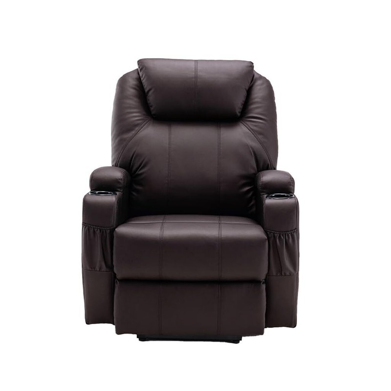 33 Brown Faux Leather Power Heated Massage Lift Assist Recliner
