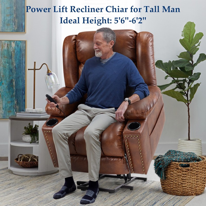 Extra-Large Electric Lift Recliner Chair with Extended Footrest, Heat & Massage gallery