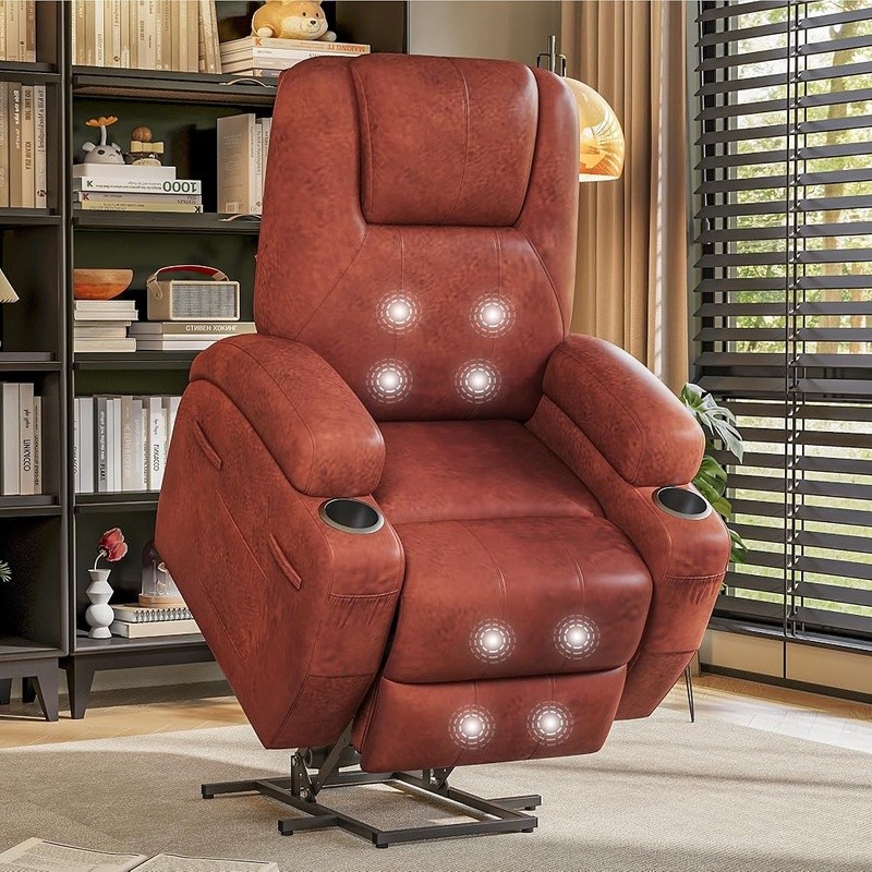 Power Lift Recliner Chair W/ Massage Vibration Heated Function Storage Pockets