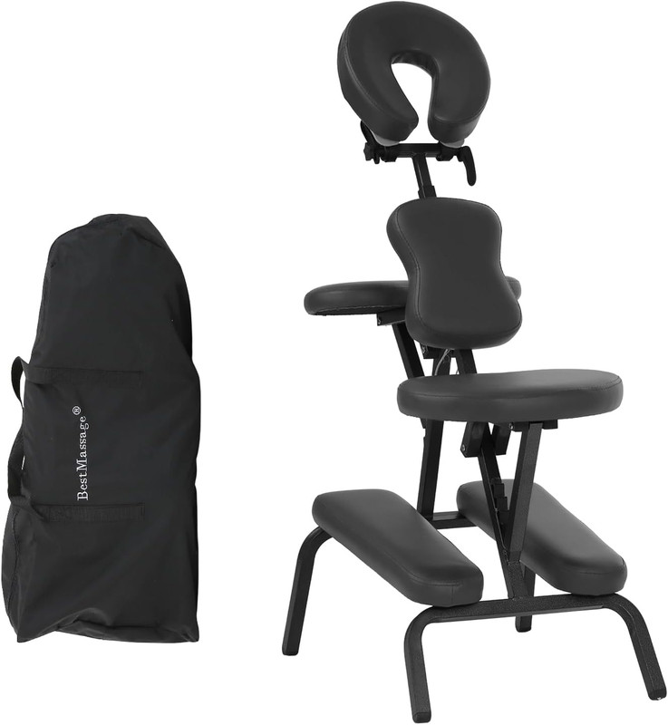 Adjustable Portable Massage & Tattoo Chair with Backpack – Black