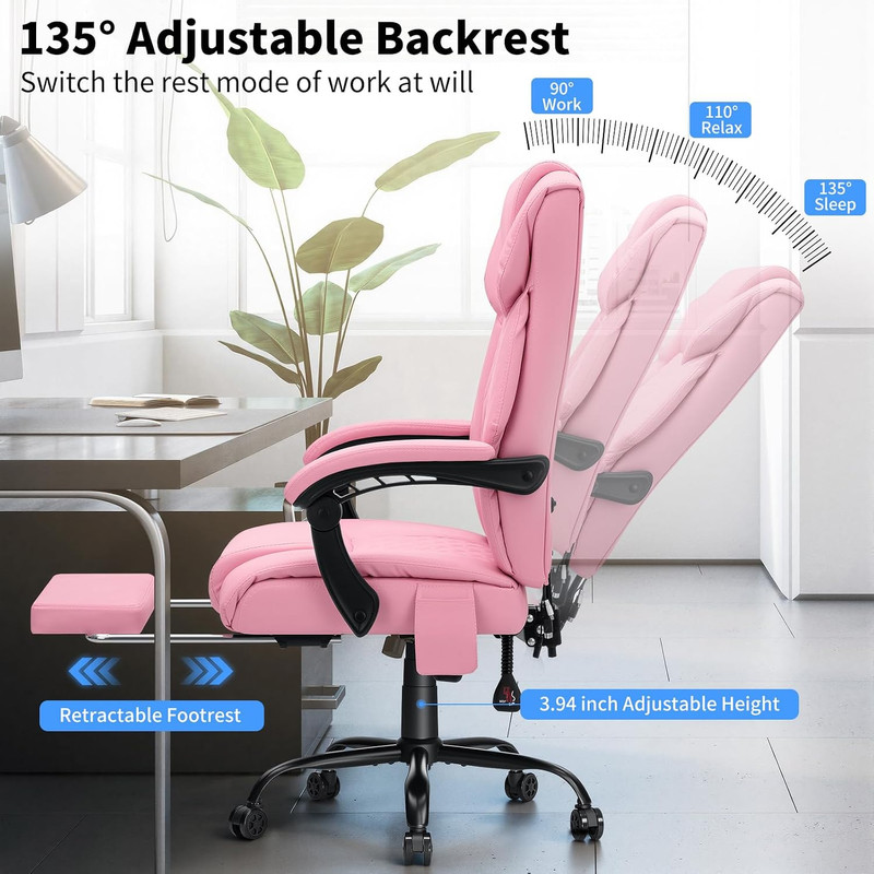 400Lbs Massage Office Chair with Foot Rest 6 Points Vibration Ergonomic Executiv gallery