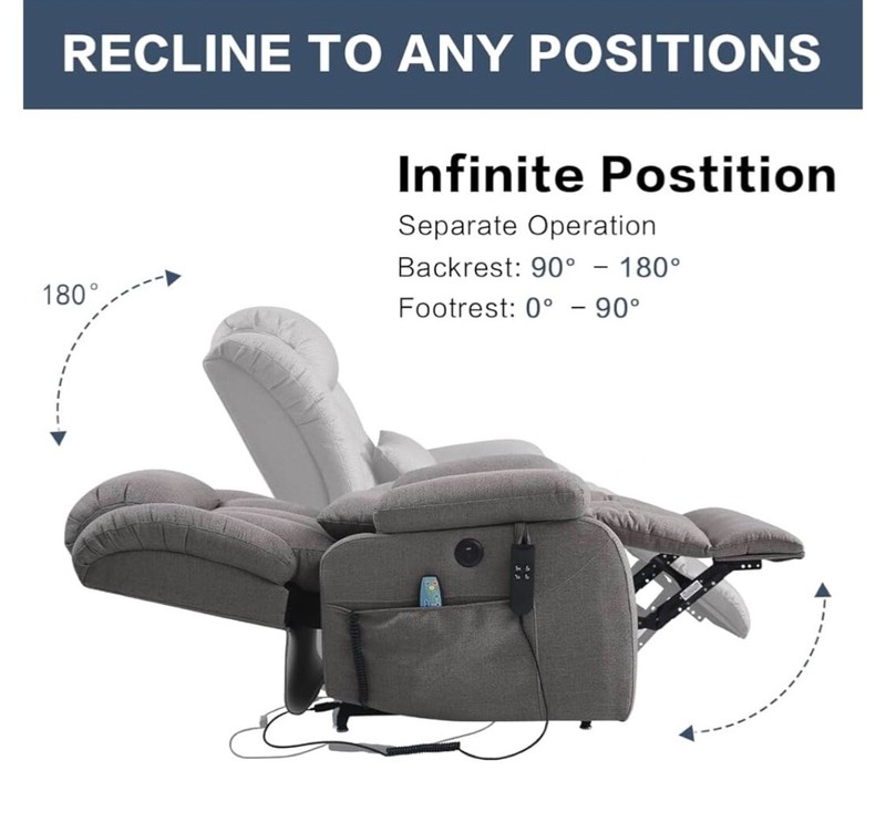 Power Lift Recliner Chair with Massage and Heat for Elderly, Microfiber Fabric gallery