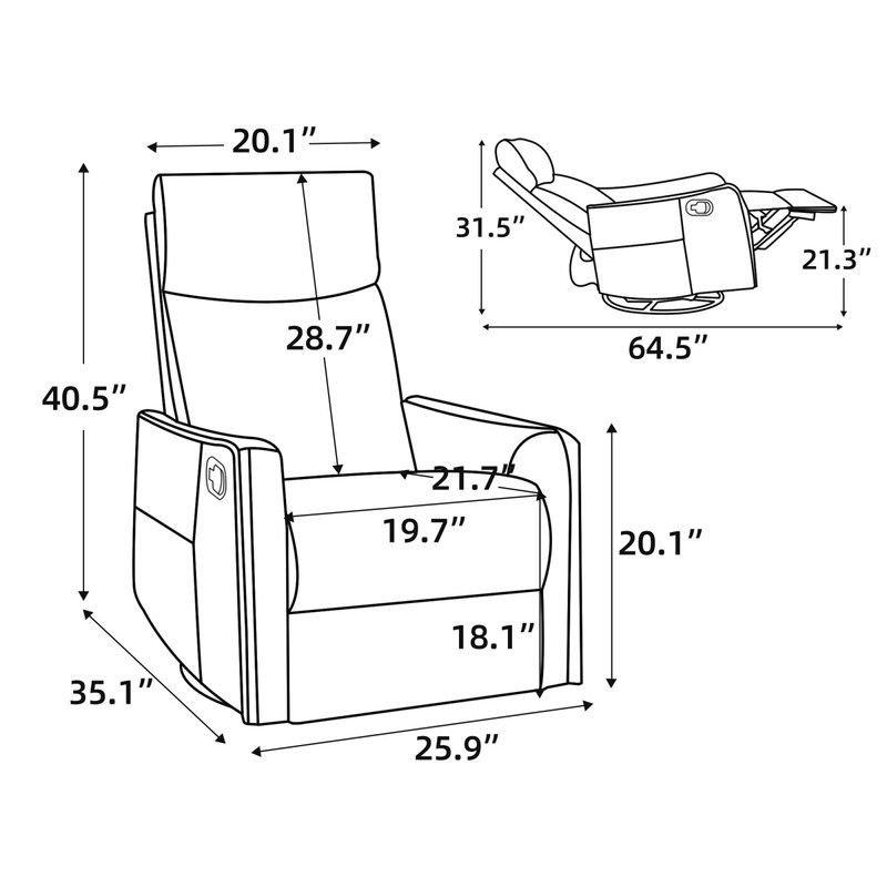 Manual Recliner Chair with Massage, Heat, Rocker & Swivel, Khaki gallery