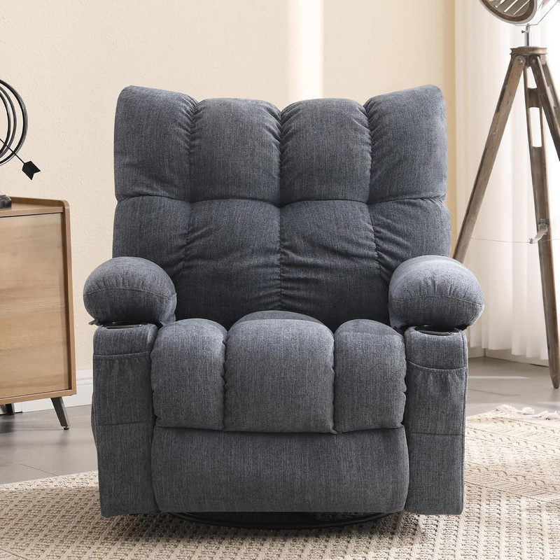 Oversized Massage Swivel Recliner Chair with Lumbar Heating for Living Room Rock gallery