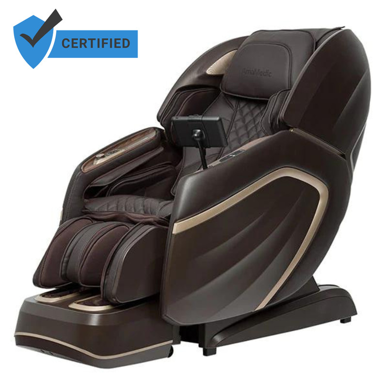 AmaMedic Hilux 4D SL-Track Zero Gravity Heated Massage Chair – Brown, Open Box