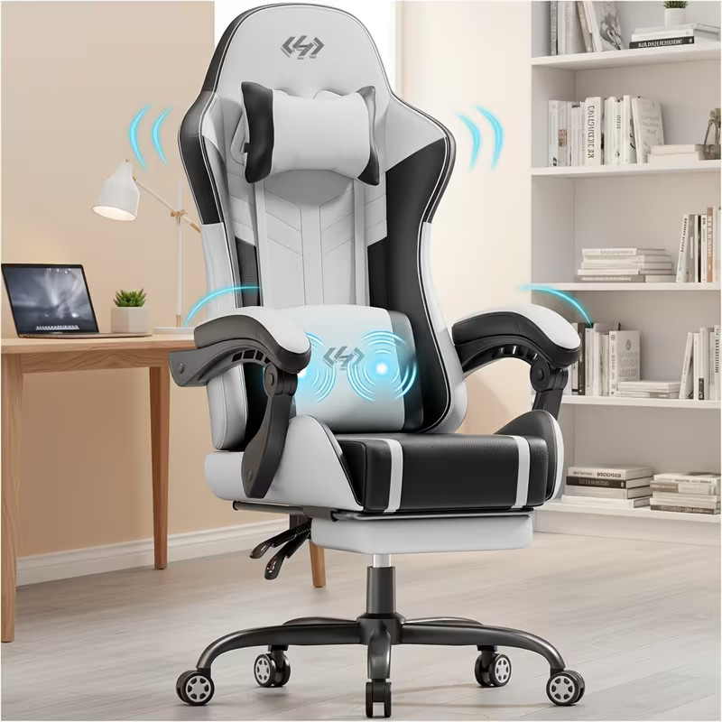 Chair with Massage Lumbar Support Ergonomic Computer Chair for Adults with Footr gallery
