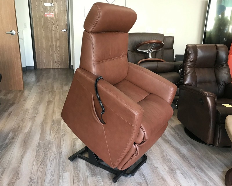 IMG Divani MF325 Large Power Infinite Dual Lift Chair Recliner Cognac Leather