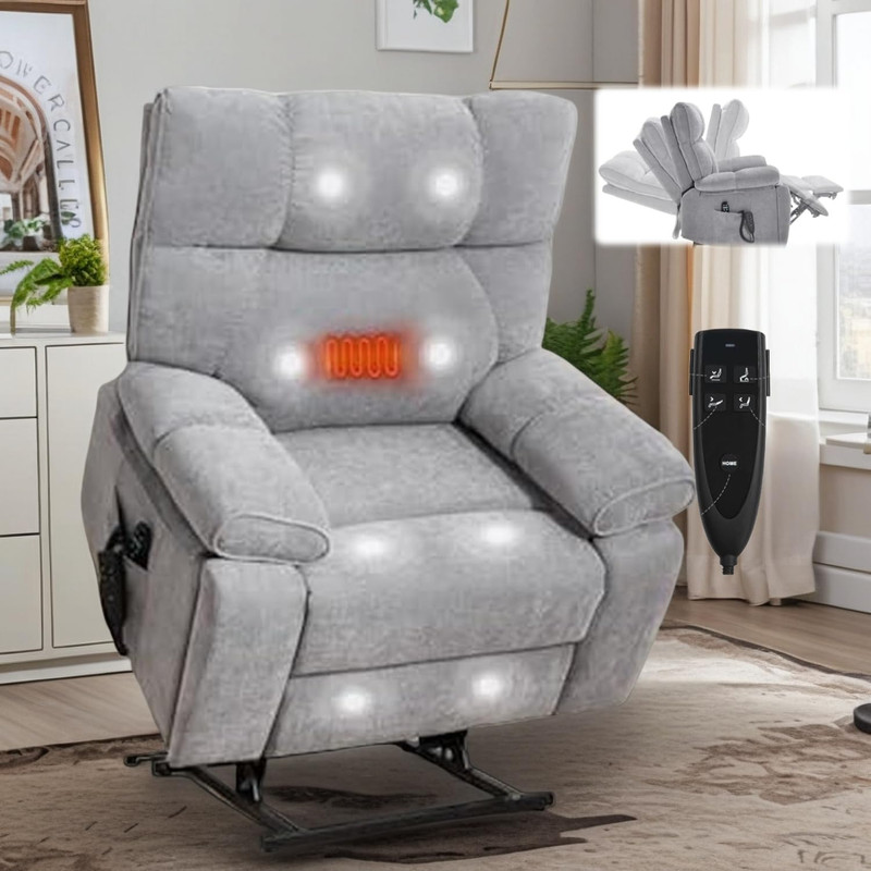 Dual Motor Power Lift Recliner Chair, 8 Positions Vibration Massage Recliner Cha gallery