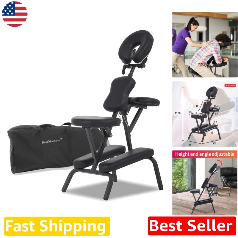 Professional Massage Chair - Lightweight Folding Leather Salon w/Carry Case