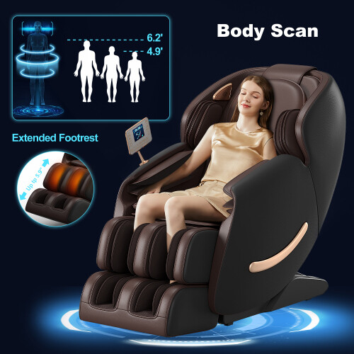 Black Full Body 3D Zero Gravity Massage Chair Recliner LCD Touch Screen Bluetoot gallery