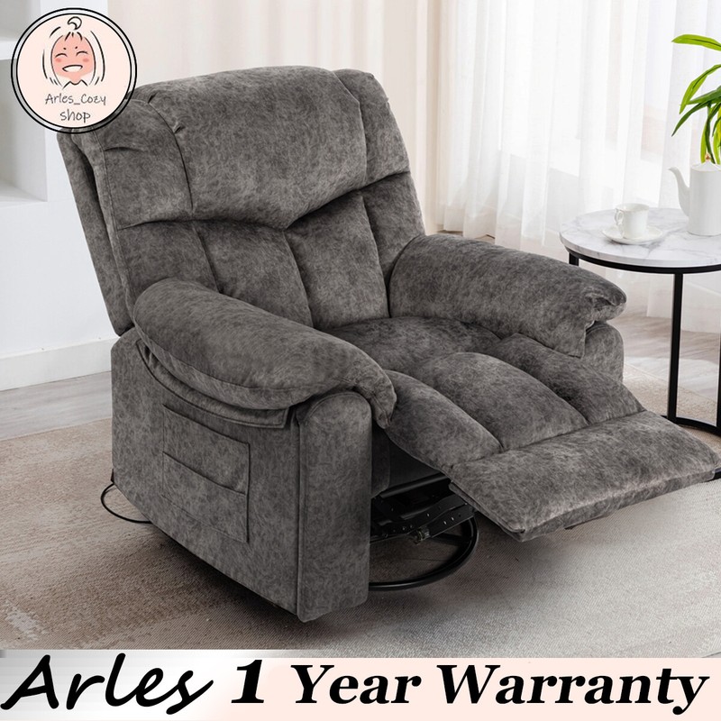Swivel Rocking Recliner Chair Massage & Heating Bonded Leather Sofa 330lb Load