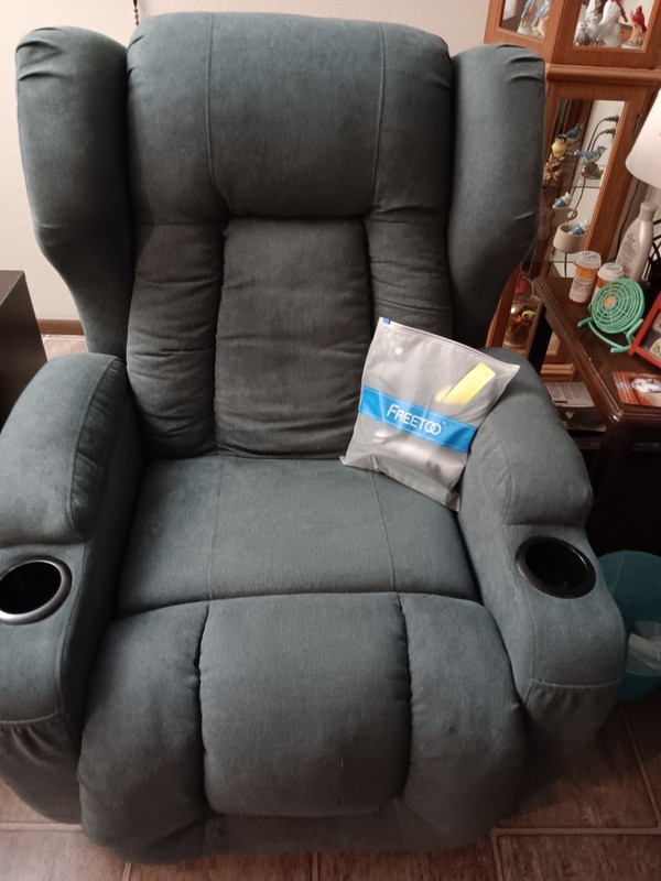 Blue Fabric All Electric Heat Massage Recliner Lift Chair with Cup Holders gallery