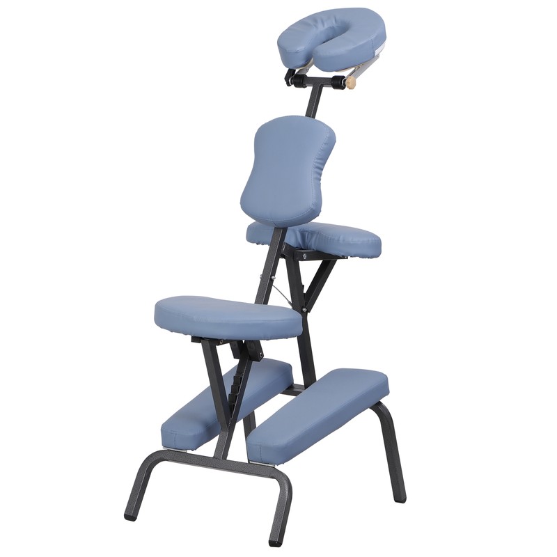 Portable Massage Chair with Carry Bag Pu Leather Tattoo Chair Lightweight Blue