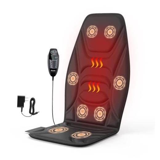 Vibration Massage Seat Cushion with Heat, Back Massager for Chair Jet Black