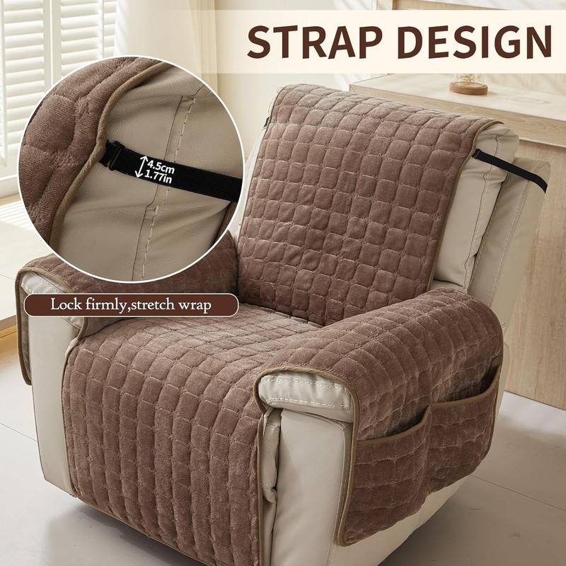 Plush Recliner Slipcover 23 Inches Washable Chair Covers Artificial 23" Coffee gallery