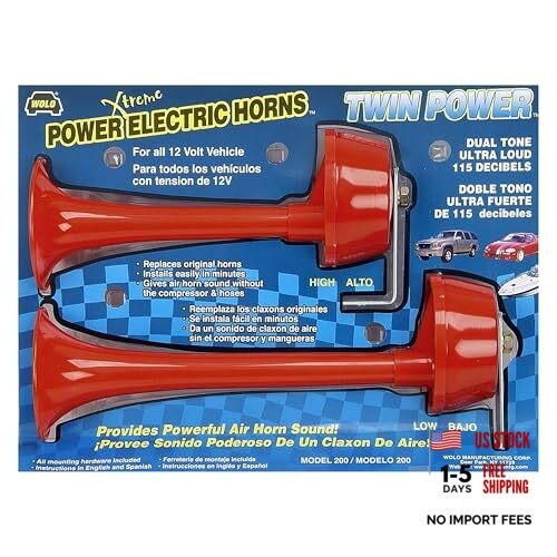 Model 200 Twin Power Electric Horn – 115dB Super Loud Dual Trumpet Horn for
